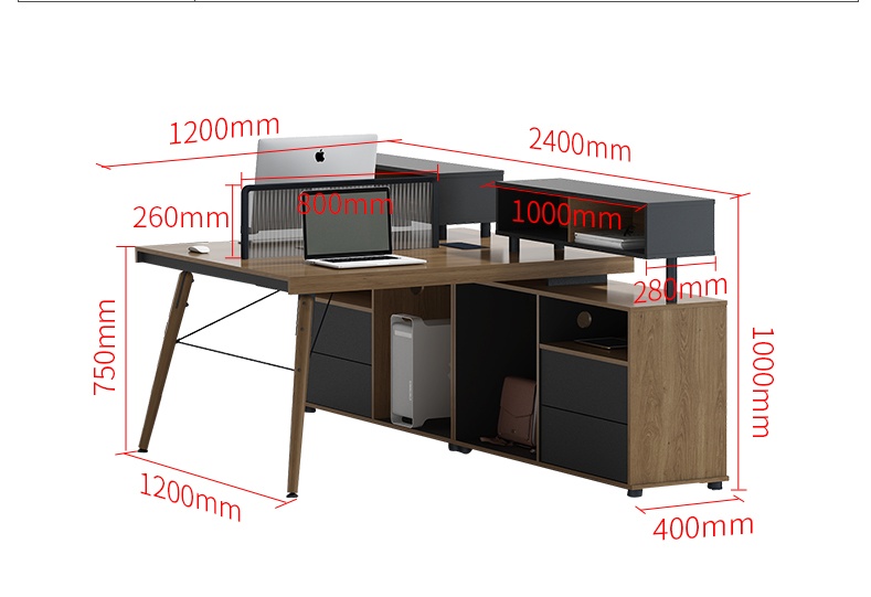 办公桌椅组合电脑桌双六6人简约现代屏风工作位四人位4职员桌